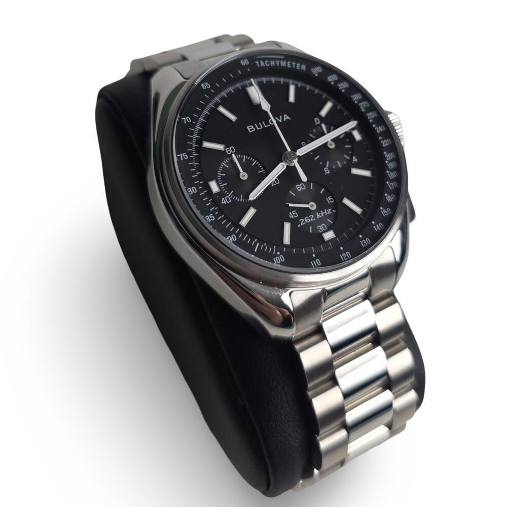 Bulova Archive Series Lunar Pilot Chronograph Watch Steel + NATO Strap Box